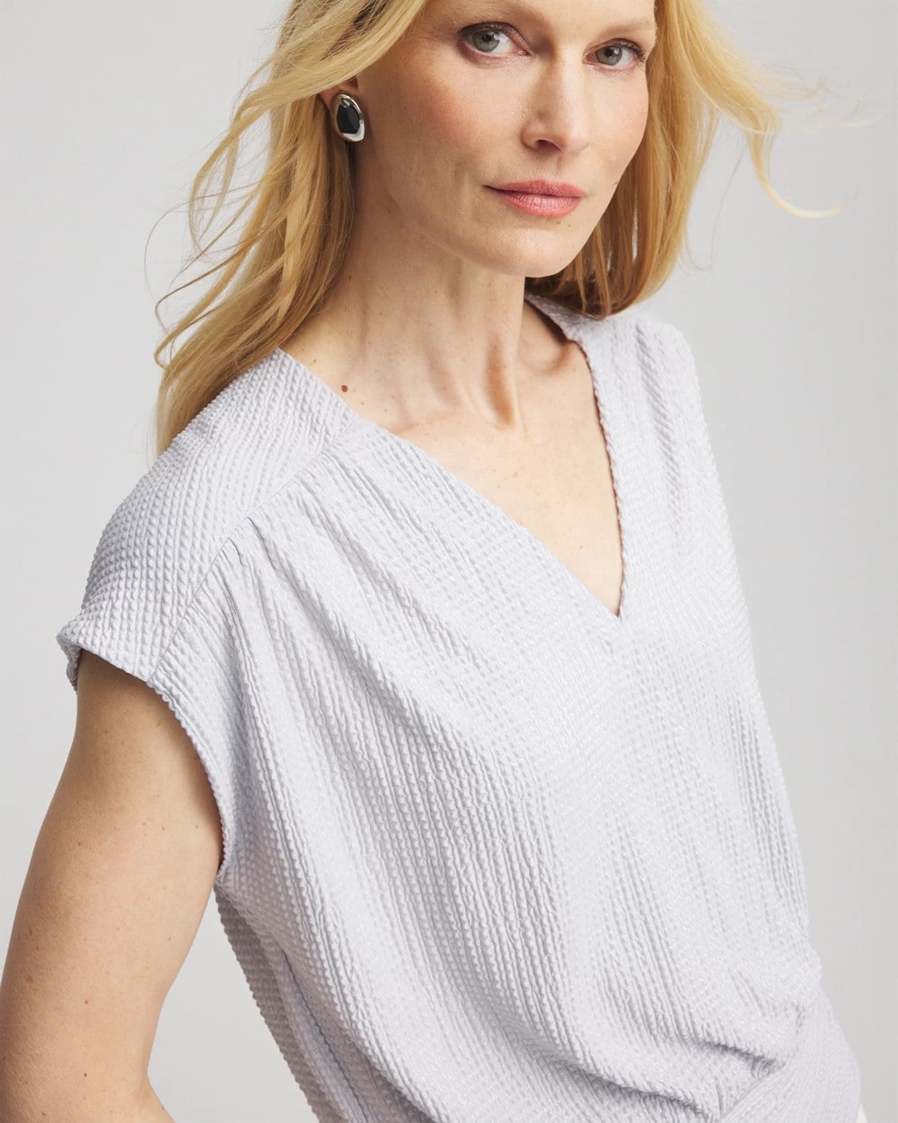 Foiled Knit Banded Bottom Top - Chico's