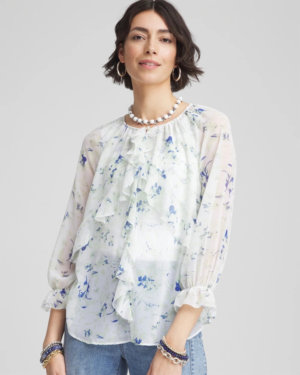 Georgette Sheer Ruffle Blouse - Chico's