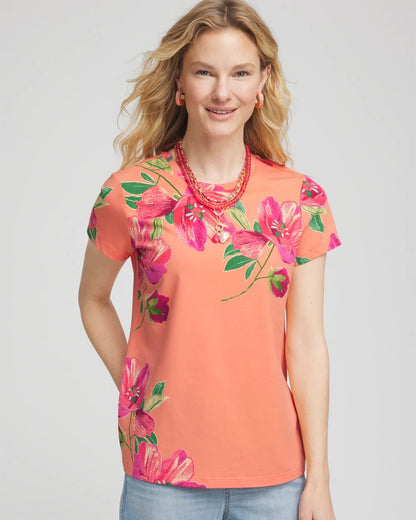 Floral Cap-Sleeve Tee - Chico's