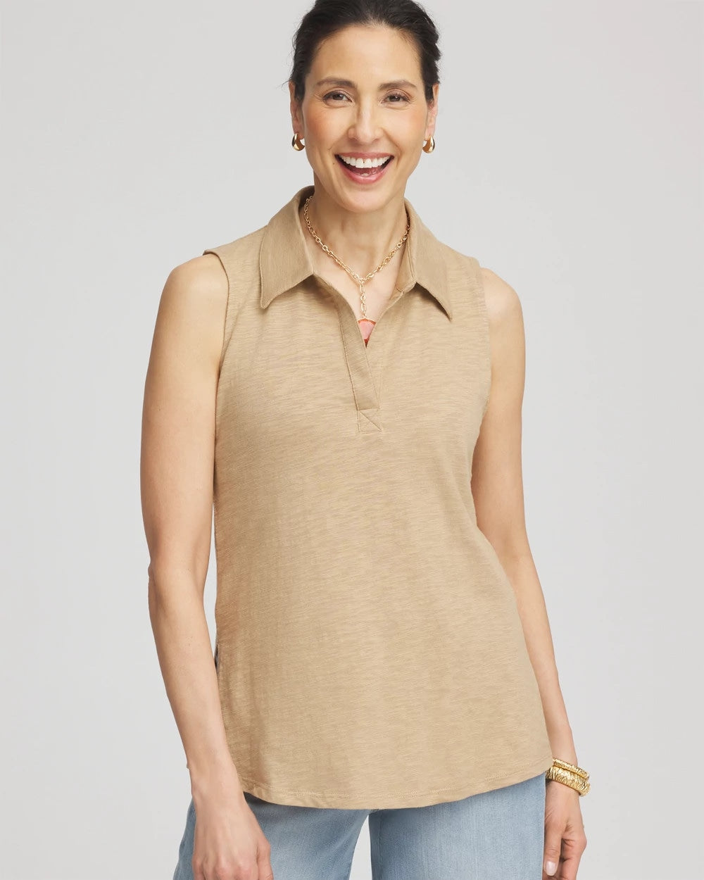 Slub Sleeveless Collared Tunic - Chico's