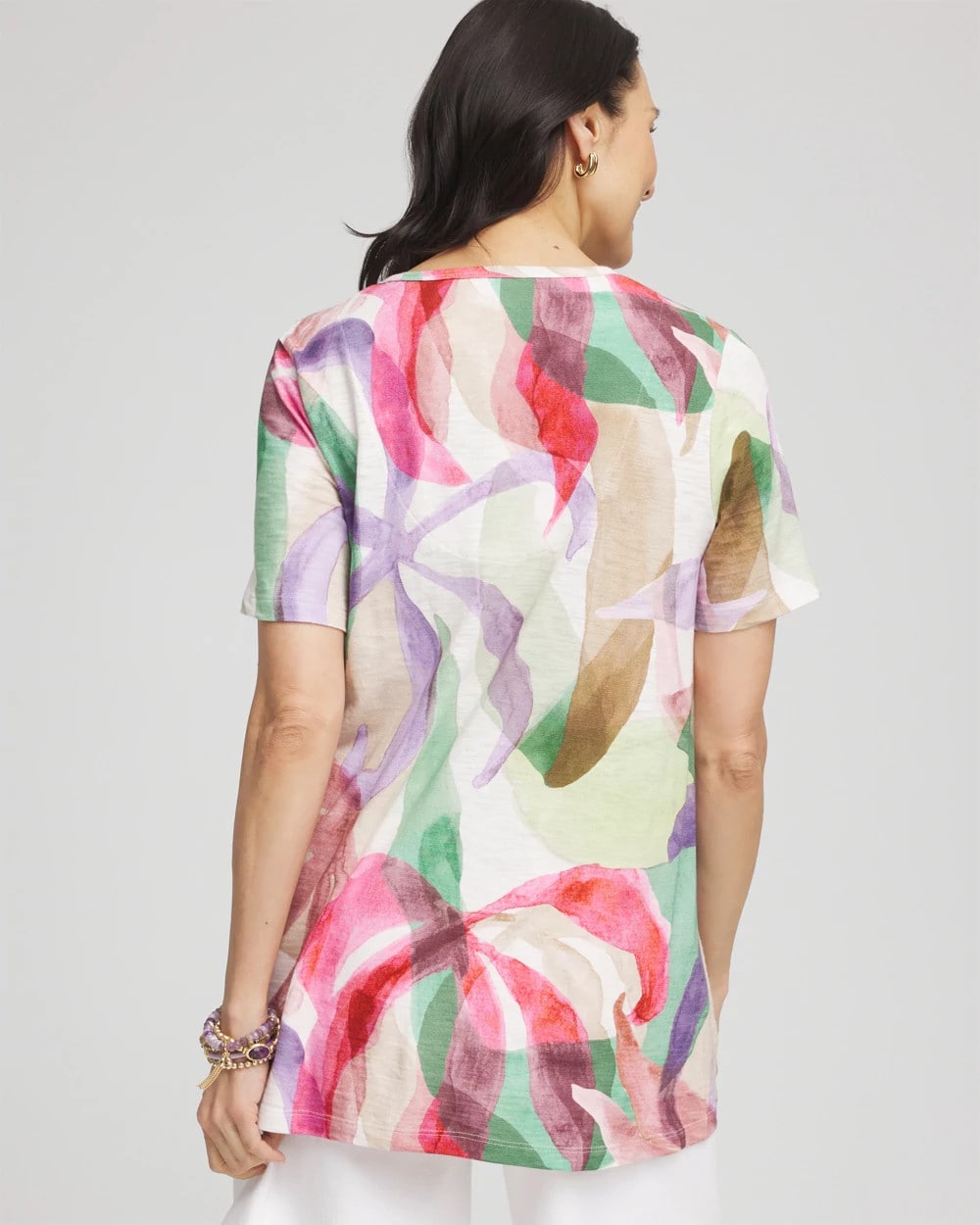 Floral Short Sleeve Forward-Seam Tee - Chico's