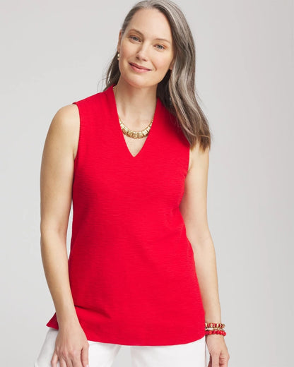 Textured Sleeveless V-Neck Tunic - Chico's