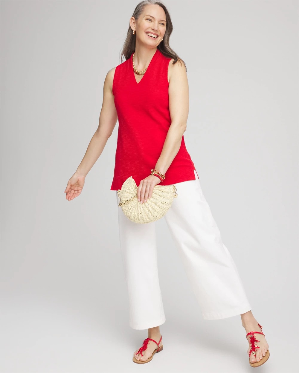 Textured Sleeveless V-Neck Tunic - Chico's