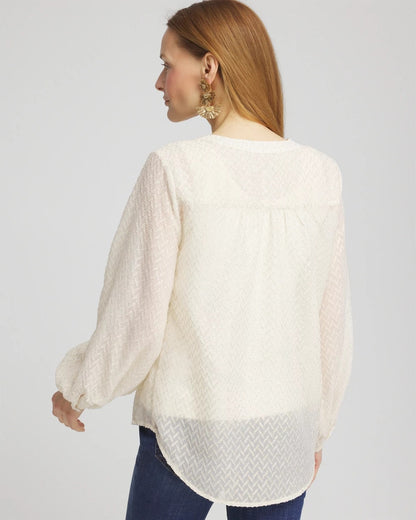 Chevron Blouson Sleeve Blouse - Chico's