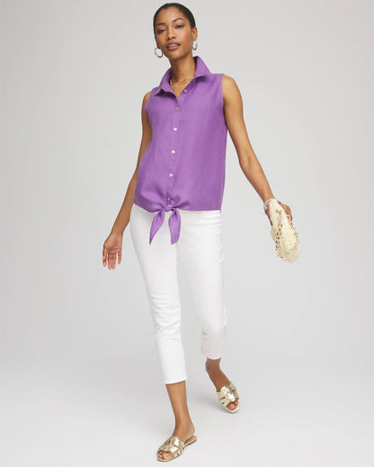 No Iron™ Linen Tie-Front Sleeveless Shirt - Chico's