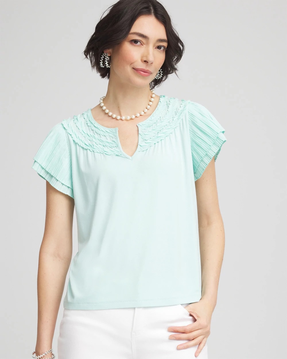 Touch of Cool™ Layered Pleated Flutter Tee - Chico's