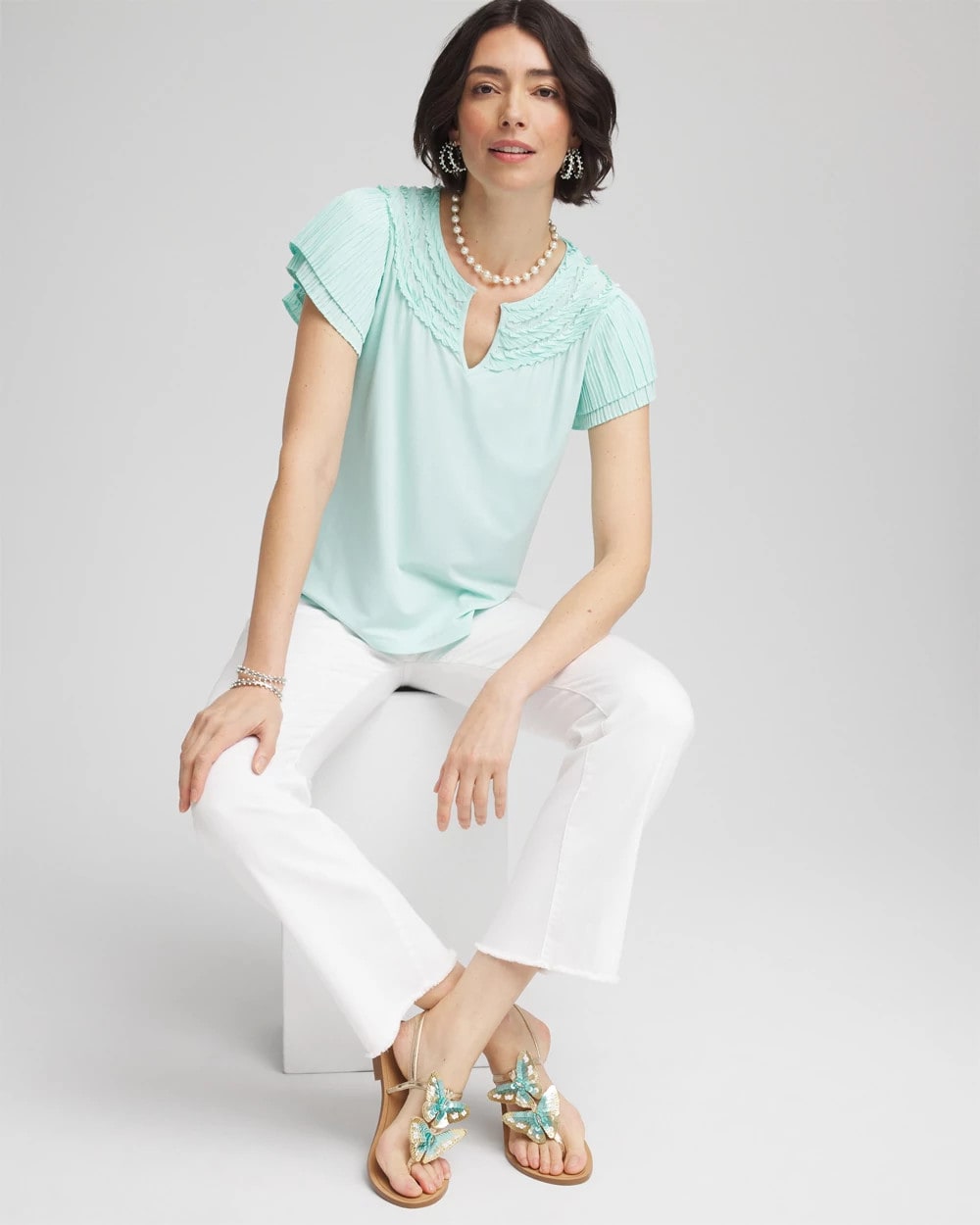 Touch of Cool™ Layered Pleated Flutter Tee - Chico's