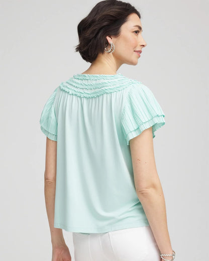 Touch of Cool™ Layered Pleated Flutter Tee - Chico's
