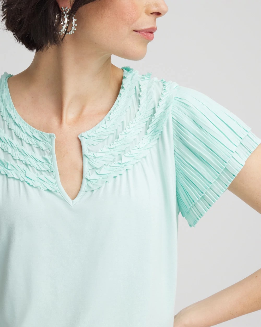 Touch of Cool™ Layered Pleated Flutter Tee - Chico's