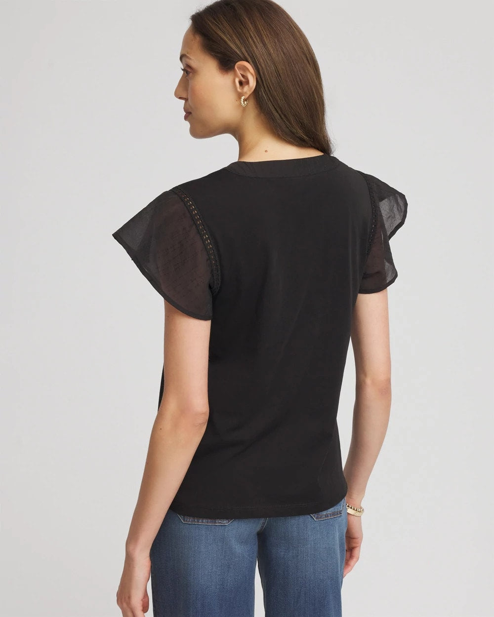 Pleated-Trim Flutter-Sleeve Tee - Chico's