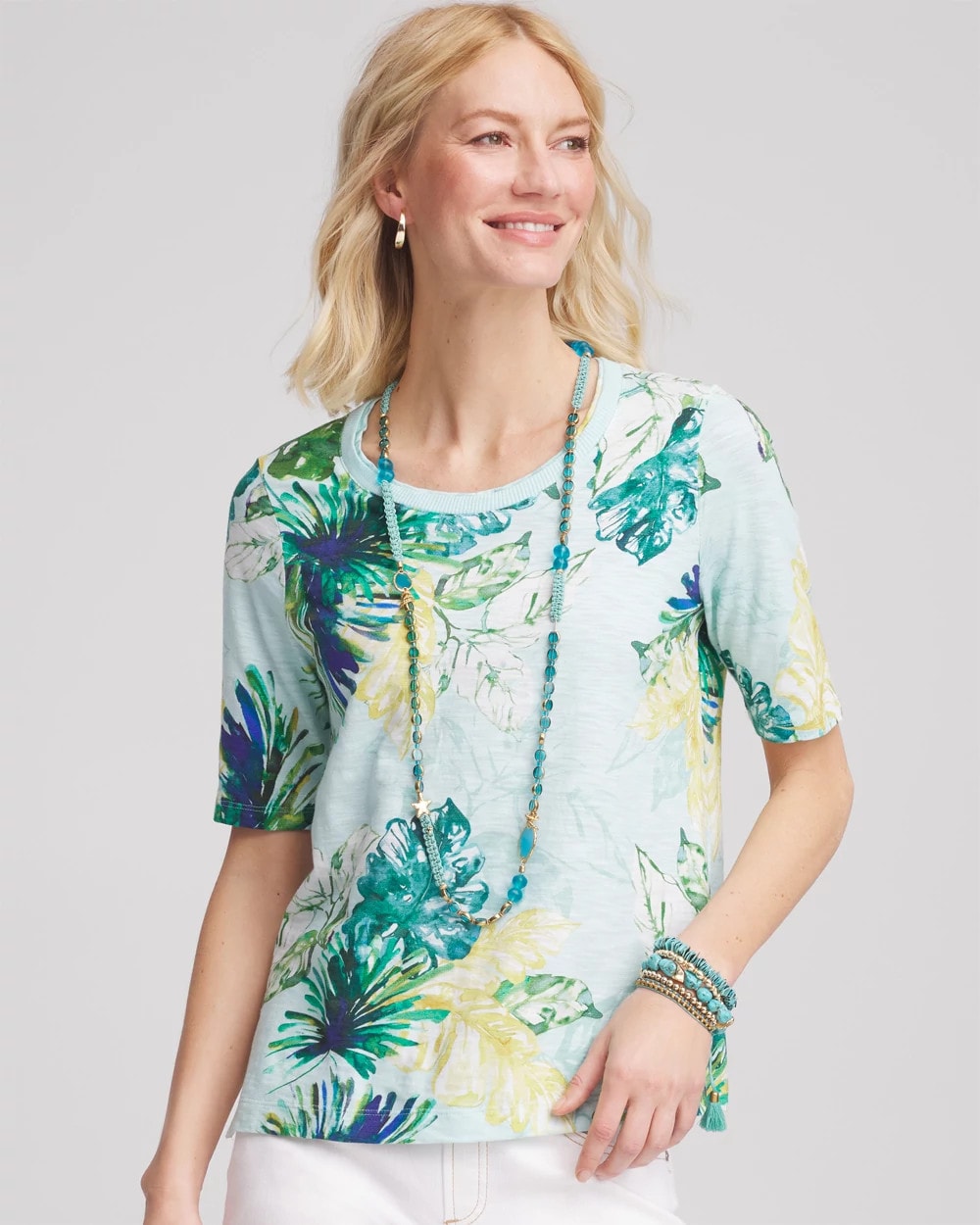 Island Print Slub Short-Sleeve Tee - Chico's