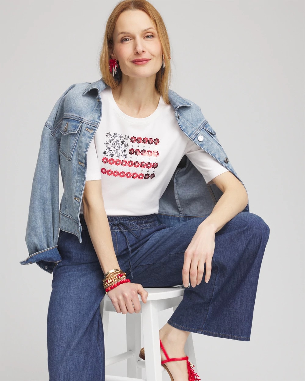Flag Embellished Knit Tee - Chico's