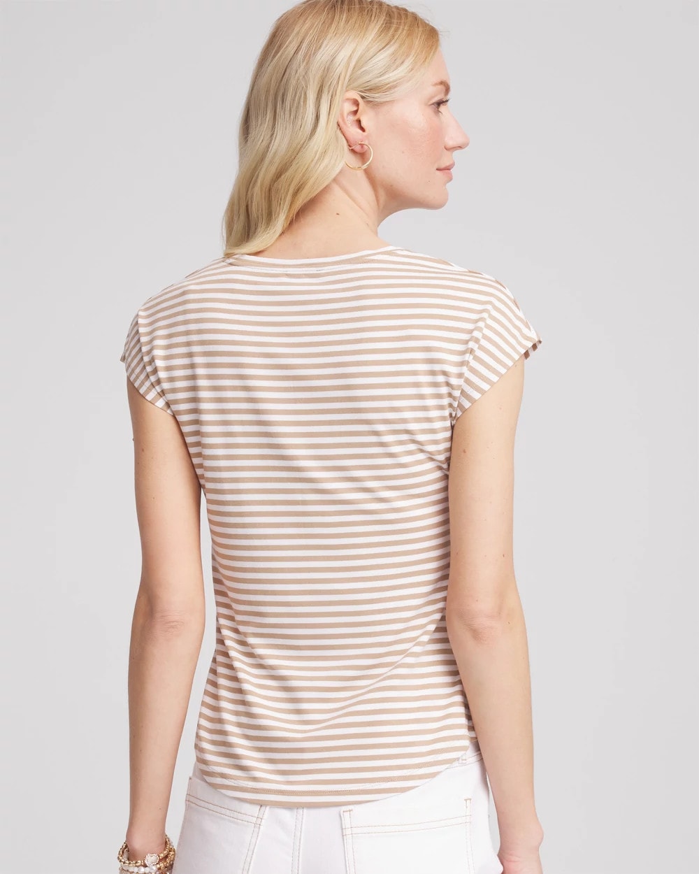 Neutral Striped Cap Sleeve Dolman Tee - Chico's
