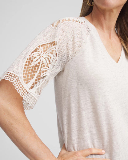 Linen Crochet Lace Short Sleeve Tee - Chico's