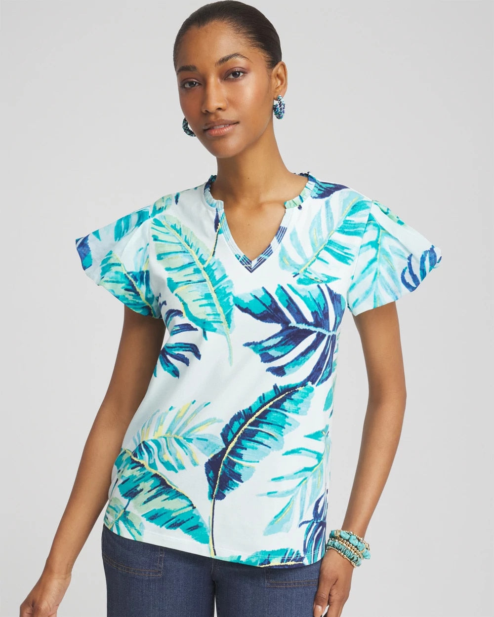 Notch Neck Cap Sleeve Tee - Chico's