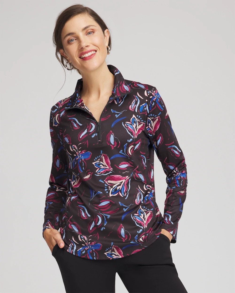 Zenergy® UPF Floral Half-Zip Pullover Top - Chico's