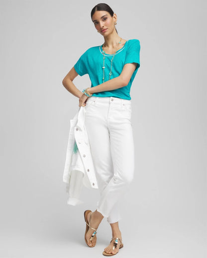 Sweater Trim Linen Tee - Chico's