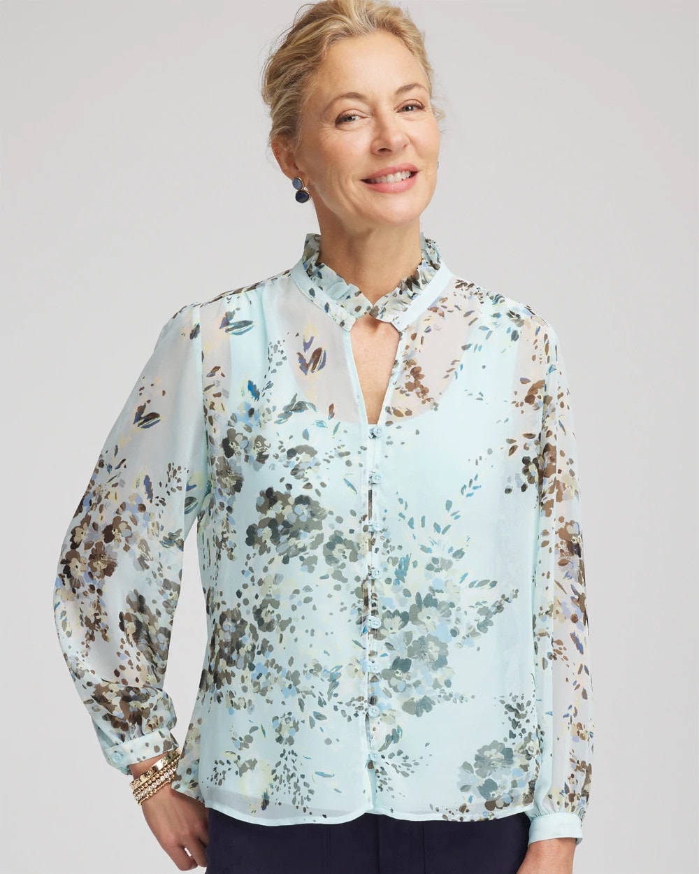 Floral Georgette Peasant Blouse - Chico's