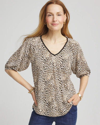 Leopard Braided Linen Top - Chico's