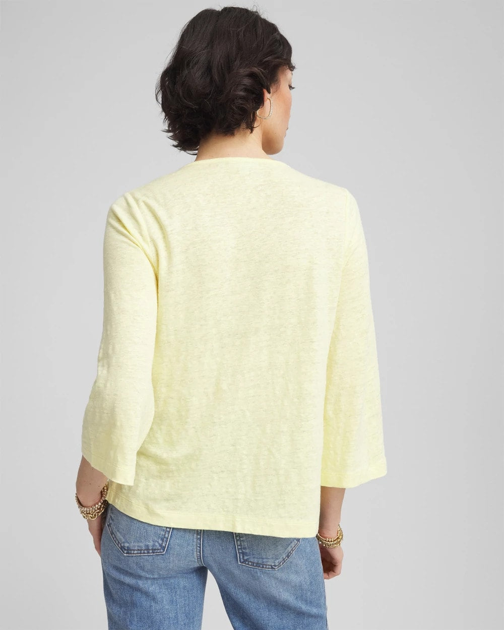 Pintuck Linen Notched-Neck Tee - Chico's