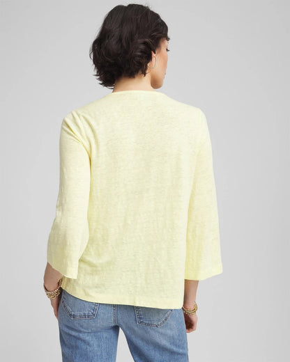 Pintuck Linen Notched-Neck Tee - Chico's