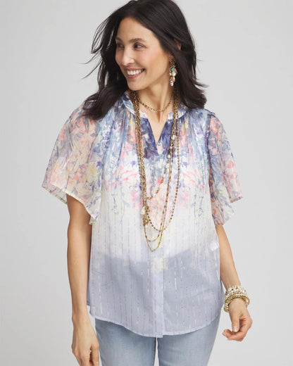 Jacquard Flutter-Sleeve Blouse - Chico's