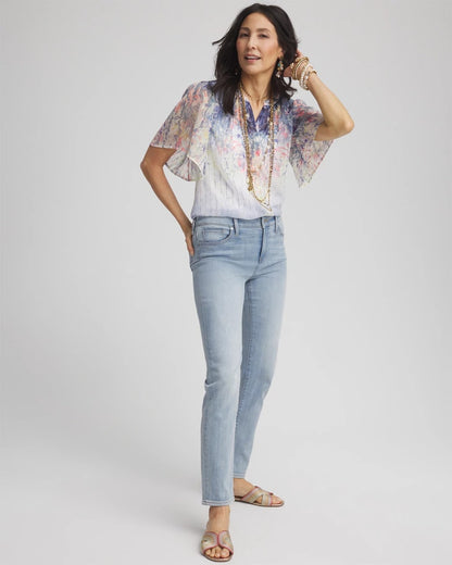Jacquard Flutter-Sleeve Blouse - Chico's