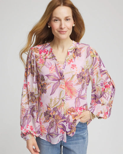 Floral Georgette Pintuck Blouse - Chico's