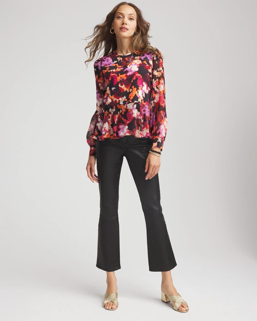 Printed Chiffon Peplum Top - Chico's