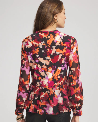 Printed Chiffon Peplum Top - Chico's
