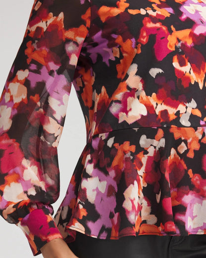 Printed Chiffon Peplum Top - Chico's
