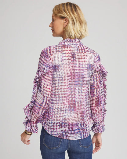 Gingham-Print Georgette Blouse - Chico's