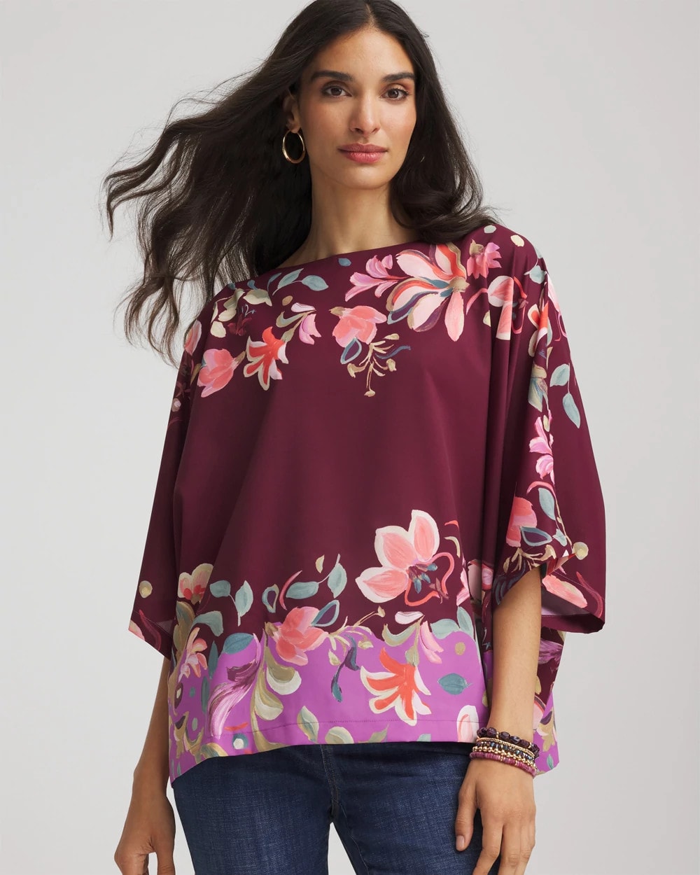 Printed Boatneck Pullover Poncho - Chico's