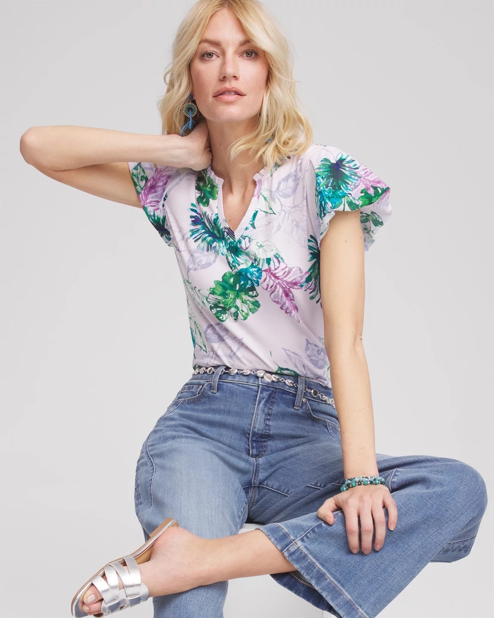 Notch Neck Cap Sleeve Tee - Chico's