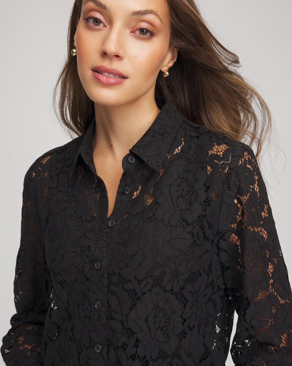 Classic-Fit Collared Lace Shirt - Chico's
