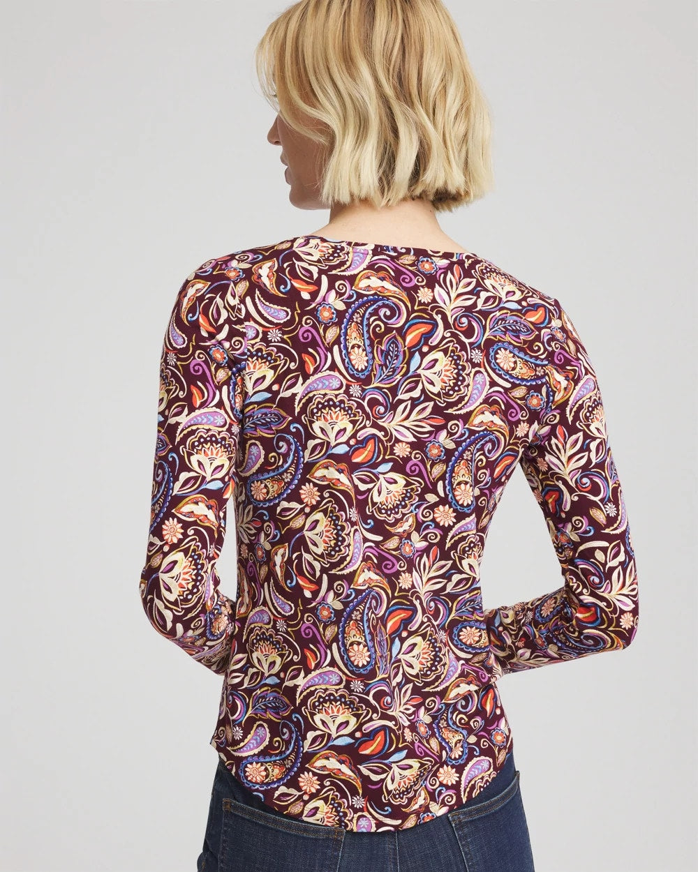 Paisley Touch of Cool™ V-Neck Layering Tee - Chico's
