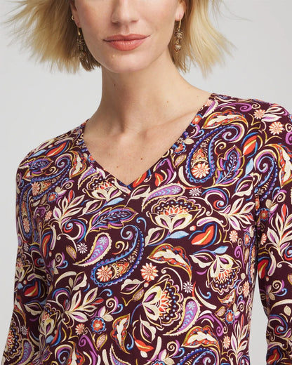 Paisley Touch of Cool™ V-Neck Layering Tee - Chico's