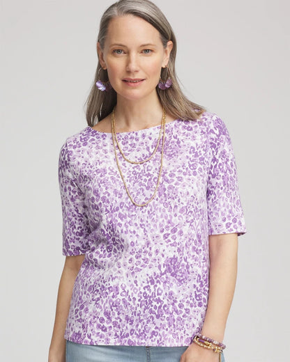 Animal Print Bateau-Neck Pima Tee - Chico's