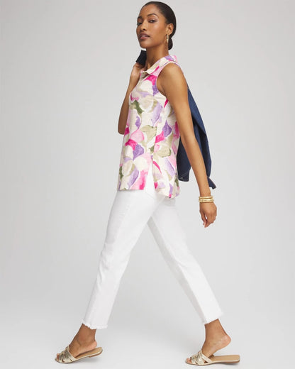Watercolor Slub Sleeveless Collared Tunic - Chico's