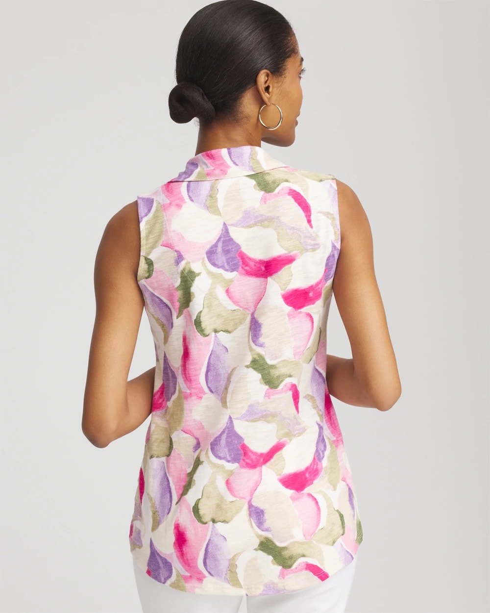 Watercolor Slub Sleeveless Collared Tunic - Chico's