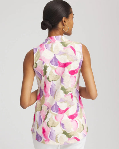 Watercolor Slub Sleeveless Collared Tunic - Chico's