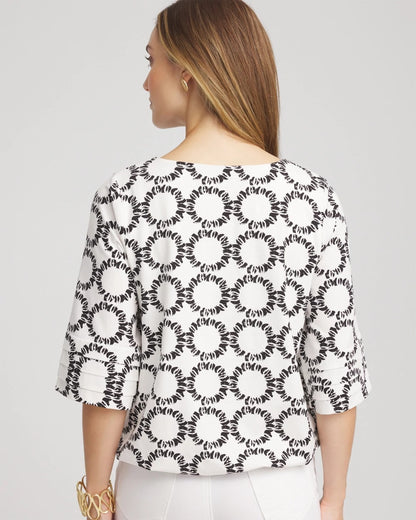 Geo Print Boatneck Bubble-Hem Top - Chico's