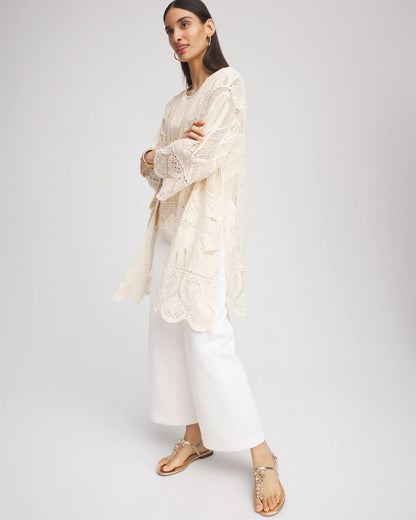 Cutwork Crochet-Lace Long Kimono - Chico's