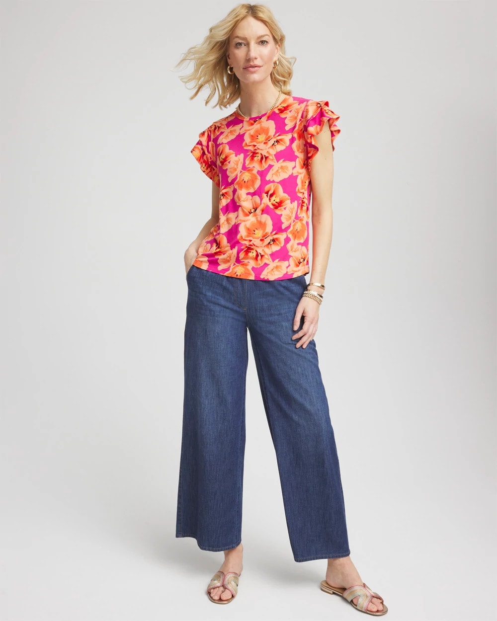 Touch of Cool™ Tropical Flutter Sleeve Tee - Chico's