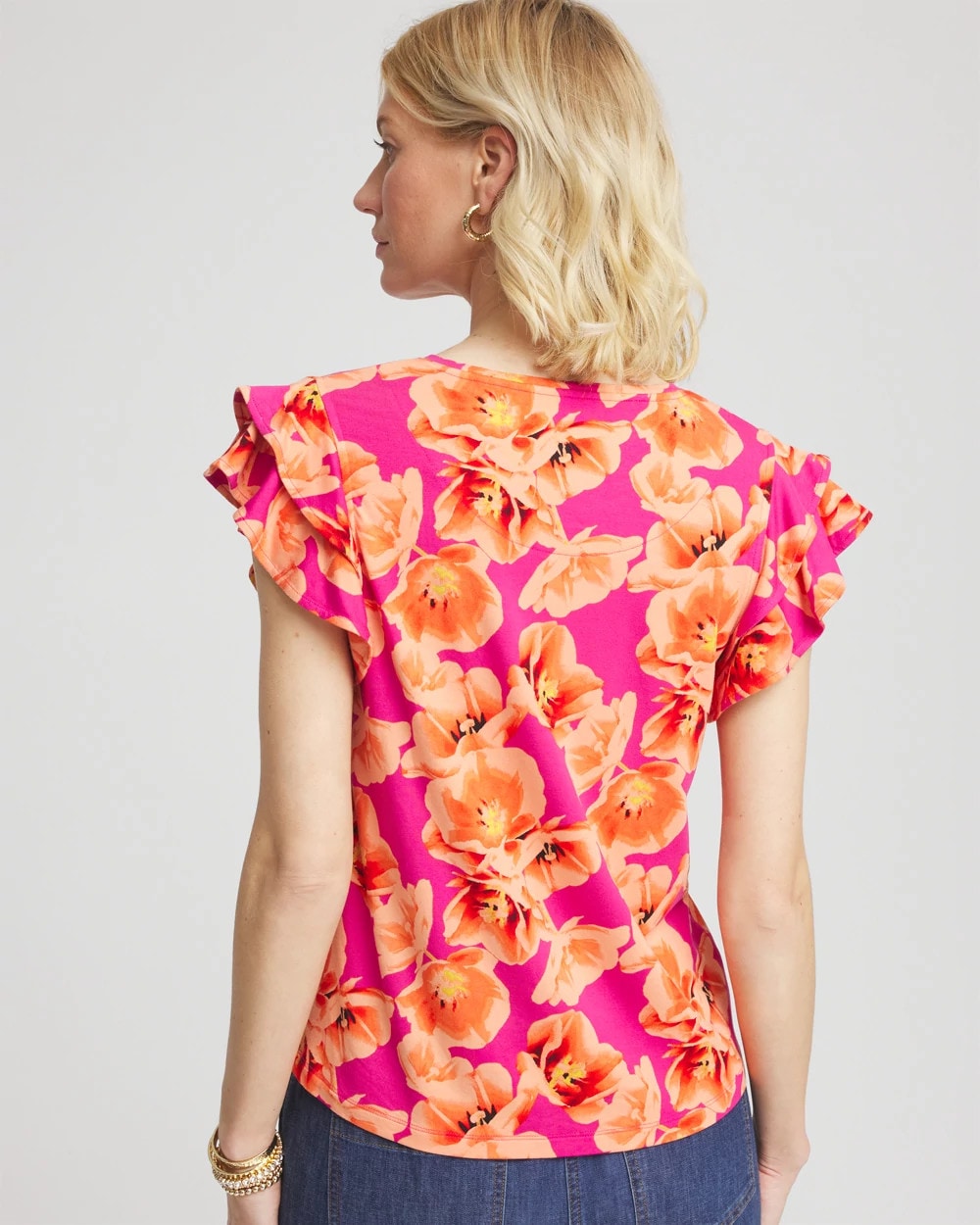 Touch of Cool™ Tropical Flutter Sleeve Tee - Chico's