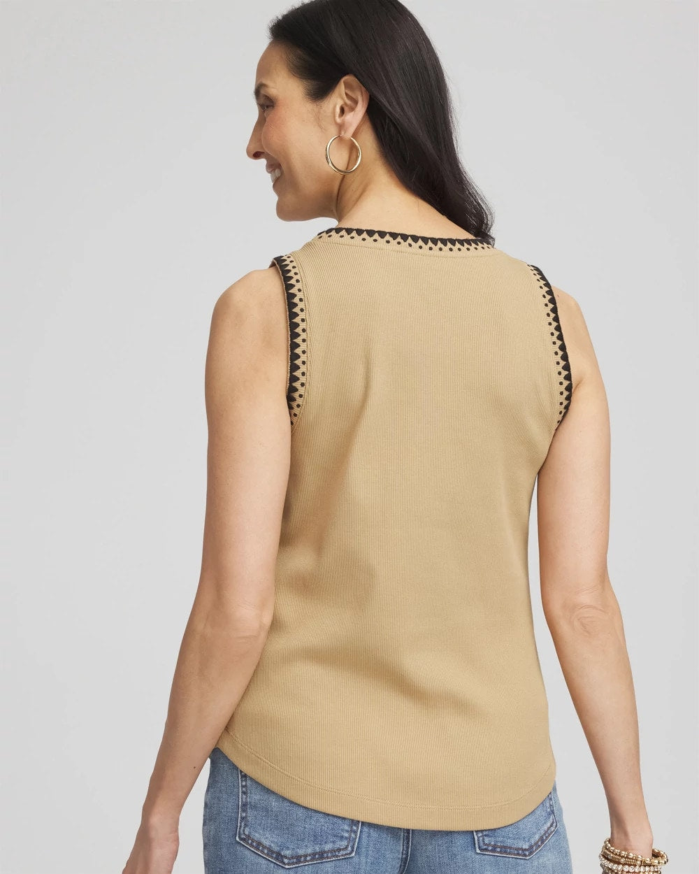 Contrast-Trim Ribbed Cotton Tank Top - Chico's