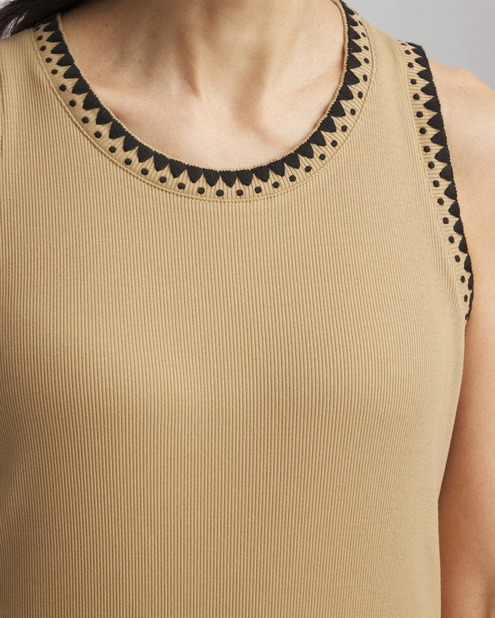 Contrast-Trim Ribbed Cotton Tank Top - Chico's