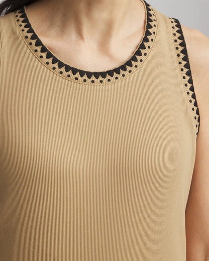 Contrast-Trim Ribbed Cotton Tank Top - Chico's