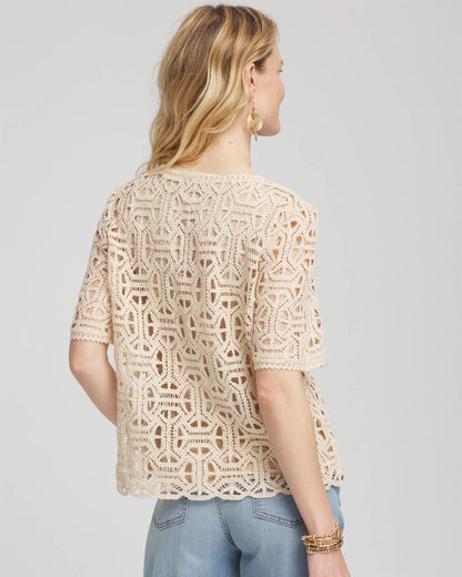 Short-Sleeve Crochet Top - Chico's