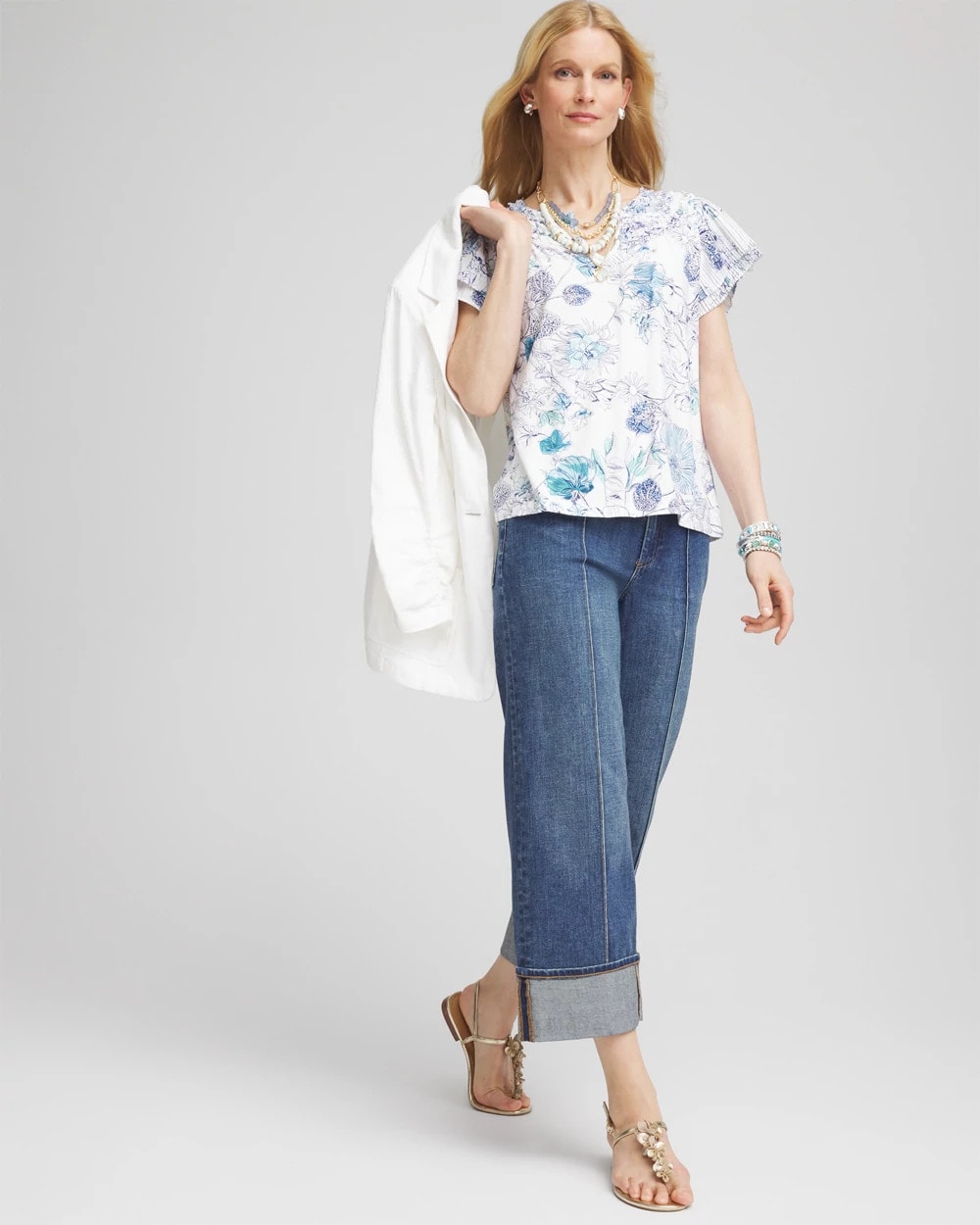Touch of Cool™ Floral Flutter Sleeve Tee - Chico's